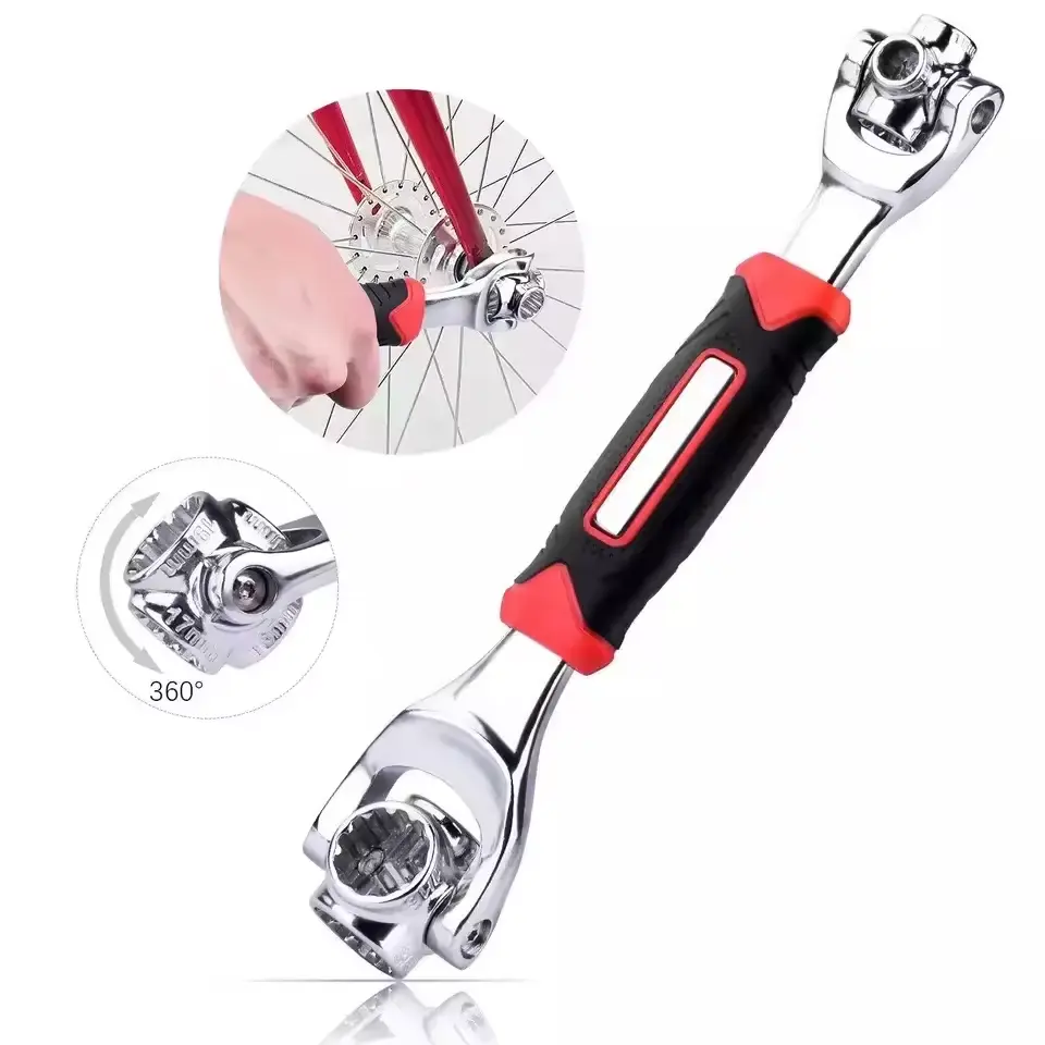 48-in-1 Multifunctional Socket Tiger Wrench Multi-angle Wrench with 6 Corners, 360-Degree Rotating Head,Rubber Handle