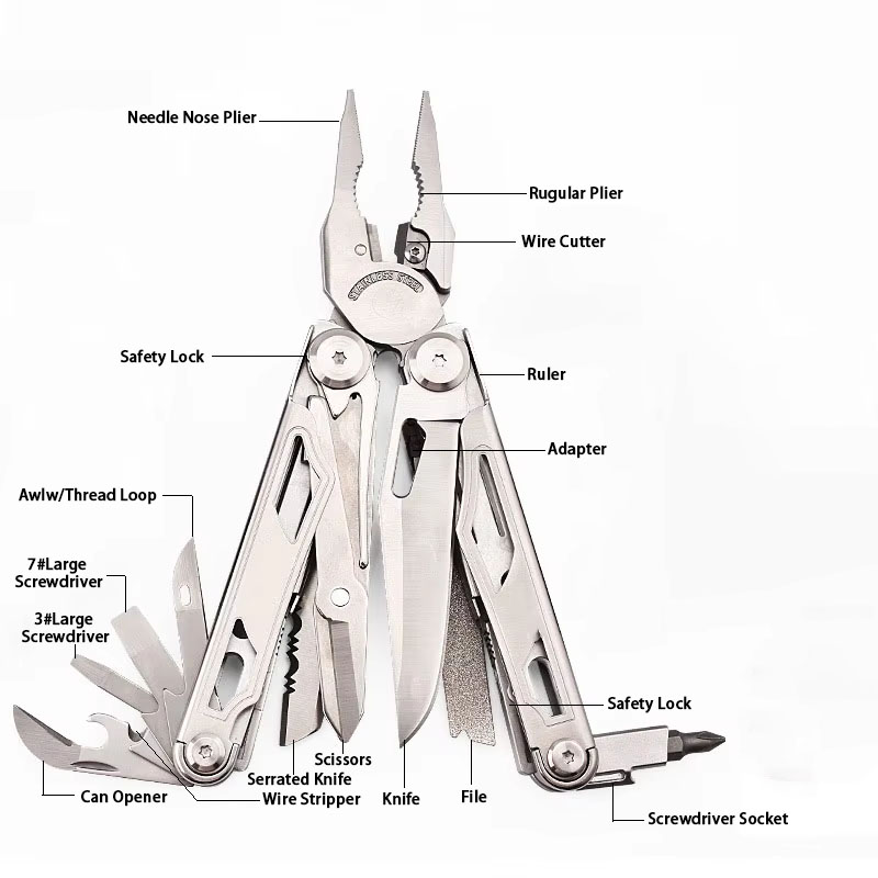 15-In-1 Outdoor Multi Tool Pocket Knife Multifunctional Camping Survival Tactical Knife Pliers for Gifts