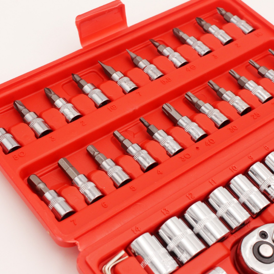 46 Piece Portable Combination Spanner Wrench Set Cr-V Plastic Steel Manual Car Repair Hand Tools Socket Set