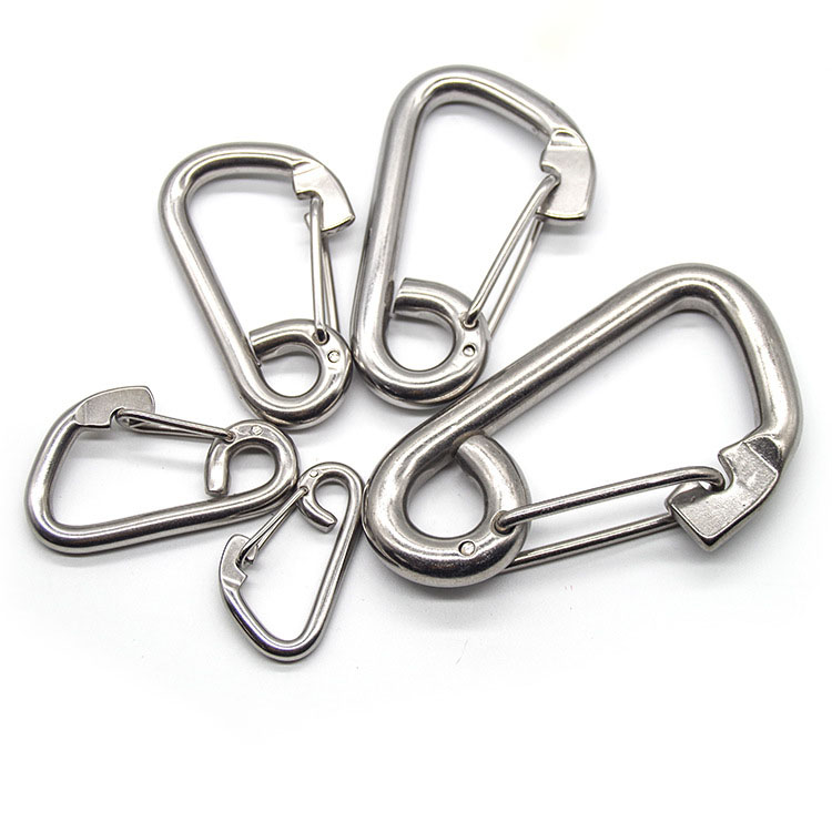 304 Stainless Steel Spring Snap Hook Marine Carabiner Grade Safety Clip Heavy Duty Carabiner Hook with Eye for Ship Boat