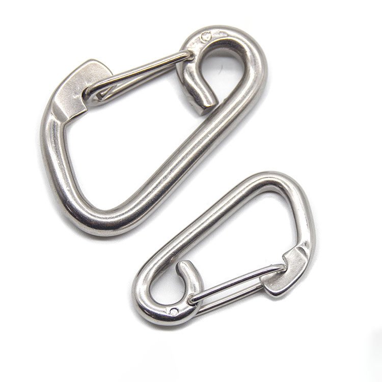 304 Stainless Steel Spring Snap Hook Marine Carabiner Grade Safety Clip Heavy Duty Carabiner Hook with Eye for Ship Boat