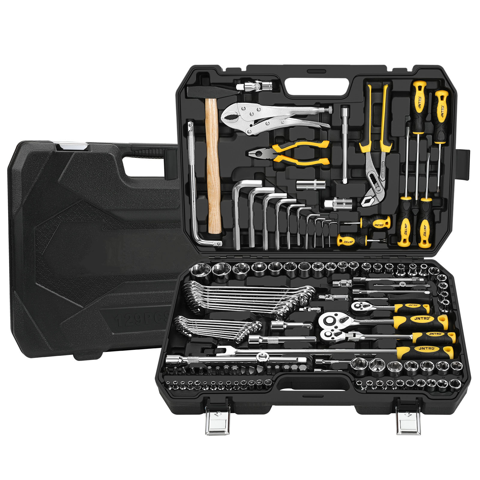 142 Piece Yellow Portable Combination Spanner Wrench Set Cr-V Plastic Steel Manual Car Repair Hand Tools Socket Set