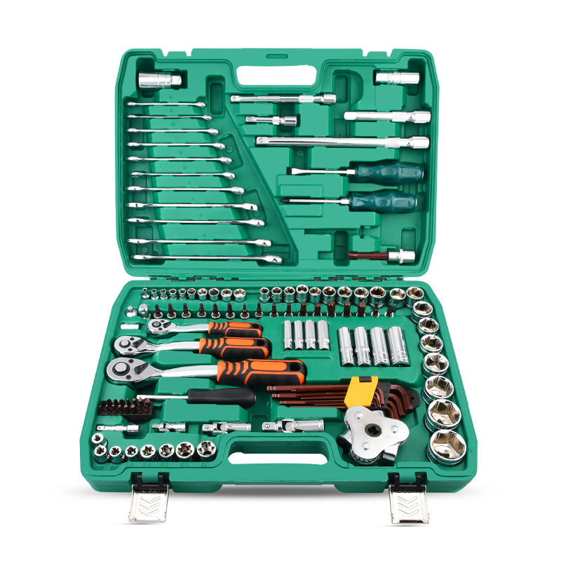 151 Piece Green Portable Combination Spanner Wrench Set Cr-V Plastic Steel Manual Car Repair Hand Tools Socket Set