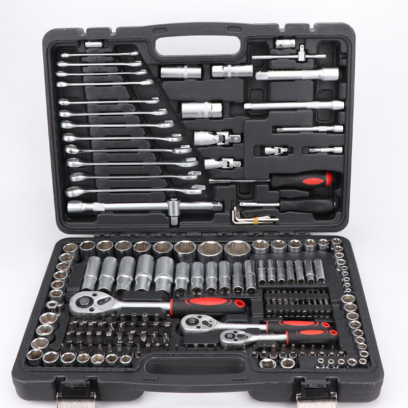 216 Piece Black Portable Combination Spanner Wrench Set Cr-V Plastic Steel Manual Car Repair Hand Tools Socket Set