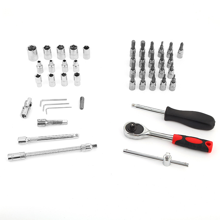 46 Piece Portable Combination Spanner Wrench Set Cr-V Plastic Steel Manual Car Repair Hand Tools Socket Set