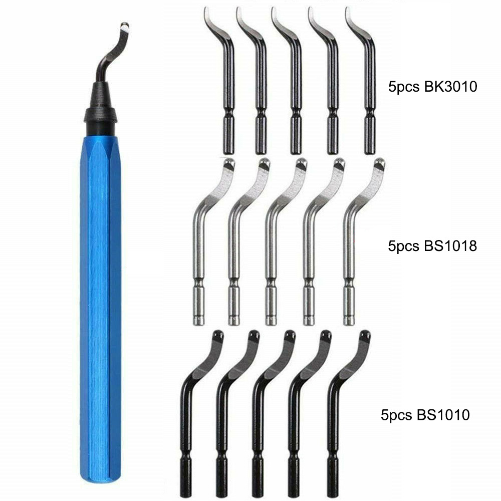 Stainless Steel Deburring Tool with 10Pcs HSS Blades for Metal, Aluminum, Copper, Plastic Pipe, 3D Printing, Brass