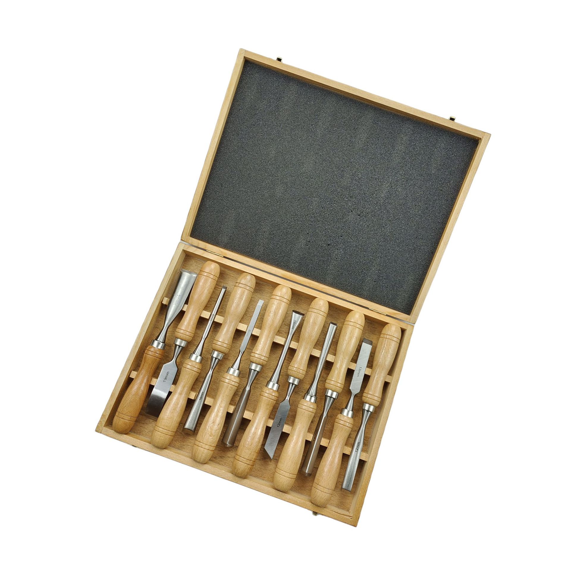 12-Piece CR-V Steel Wood Chisel Set Wood Carving Chisels