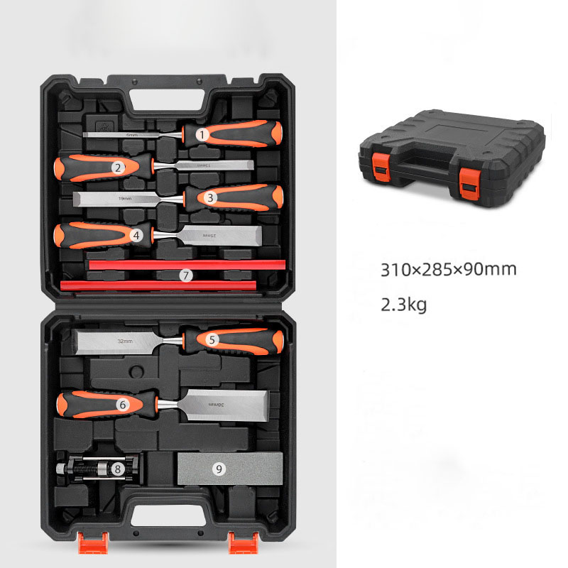 10-Piece CR-V Steel Wood Chisel Set Wood Carving Chisels with Honing Guide Carpenter Pencils and Sharpening Stone