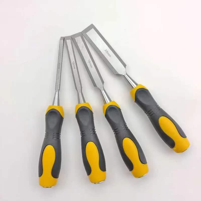 4PCS CR-V Steel Wood Carving Tools Woodworking Flat Chisels Full Size Wood Carving Knifes